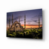 Blue Mosque Glass Wall Art.